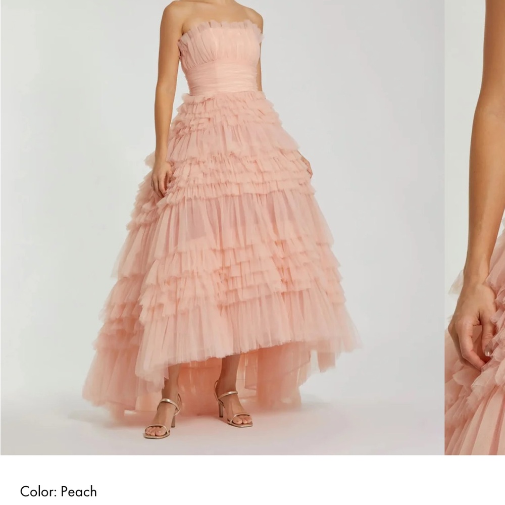 Mac Duggal Peach Strapless Layered Dress